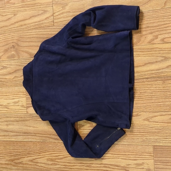 Reiss Santiago Suede Biker Jacket 100% goat leather women's size 6 - Picture 5 of 8